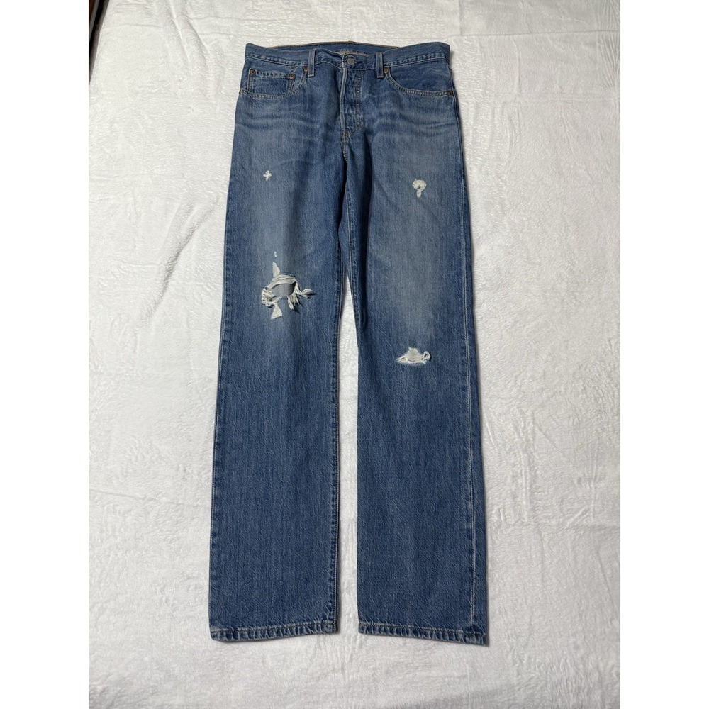 Levis 501 Jeans Womens 33 Blue Straight Button‎ Fly Medium Wash Comfort 33x32